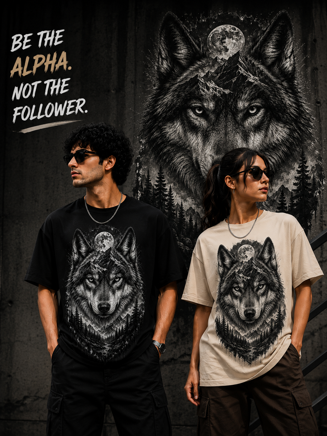 Alpha Wolf Oversized Tee – Fearless & Unstoppable | Unisex Oversized Standard T-Shirt